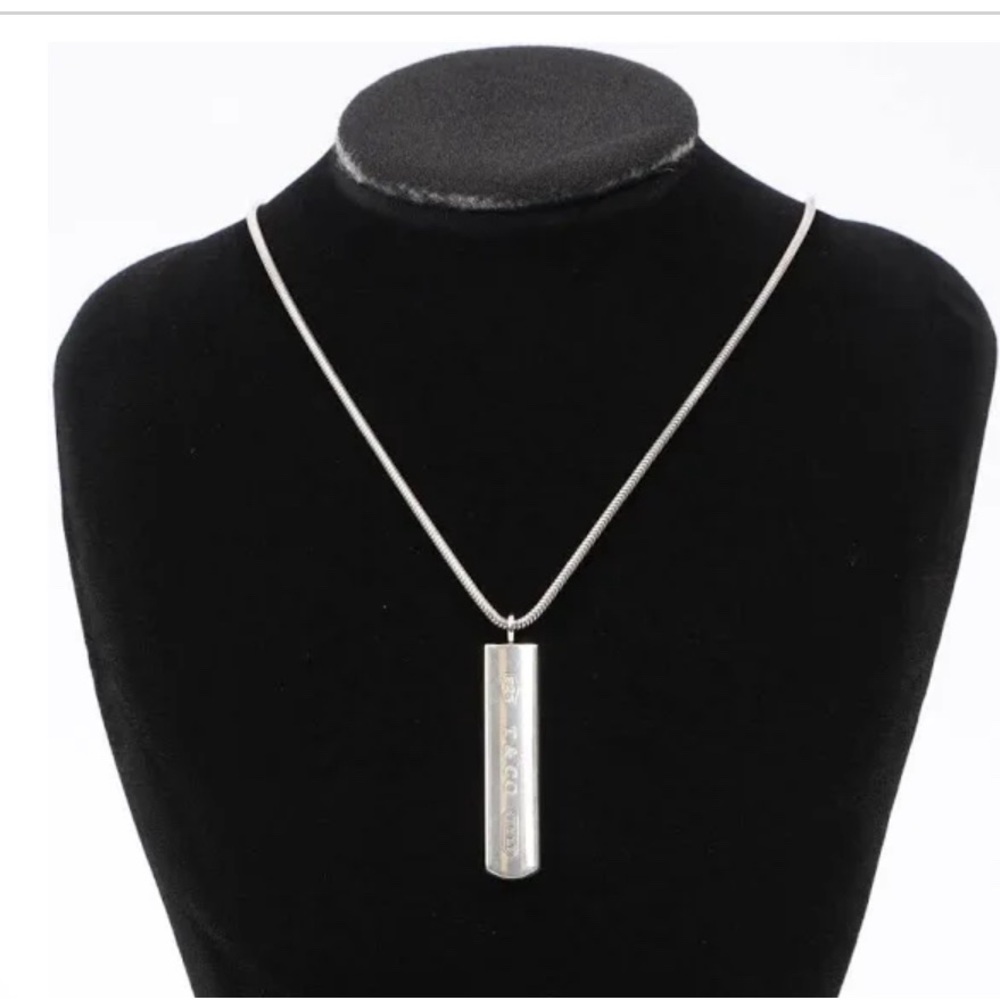 Tiffany and Co. 1837 Bar Pendant Necklace Silver Silver Sterling 23cm - Silver